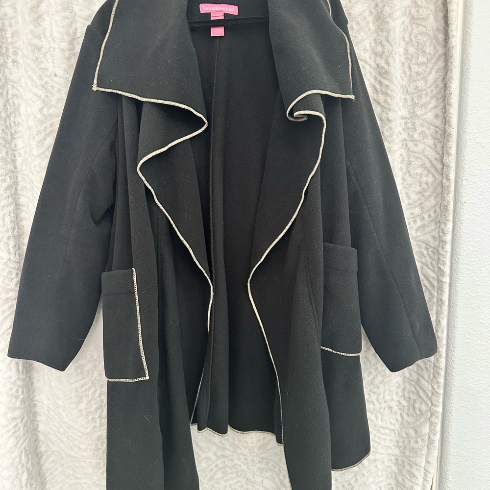 Women's Black Open Front Coat